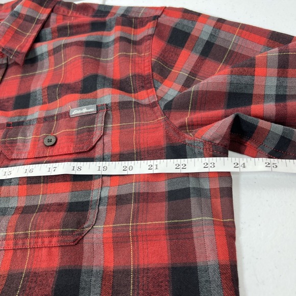 Eddie Bauer Men's Red & Gray Plaid Long Sleeve Shirt Size Large - Picture 11 of 12